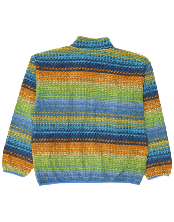 INVICTA Mens Zip Neck Fleece Jumper Large Multicoloured Striped