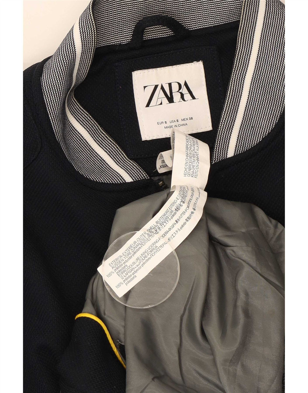 Giubbotto bomber da uomo Zara UK 36 piccolo poliestere blu navy