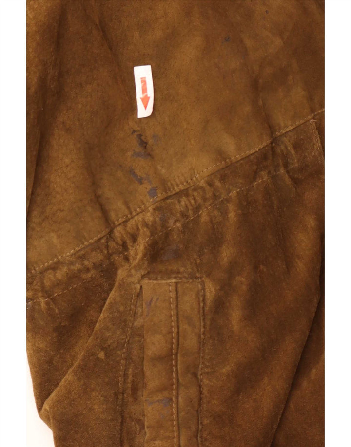 Soprabito vintage da donna oversize in pelle scamosciata con cappuccio EU 44 XL Beige