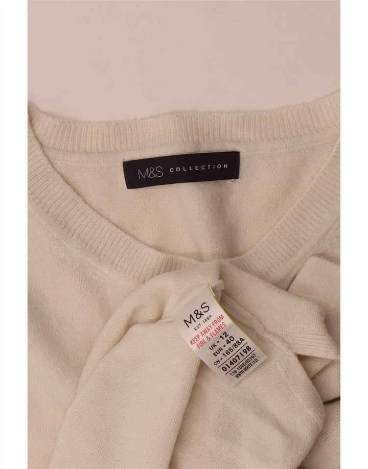 Maglione maglione girocollo da donna Marks & Spencer UK 12 Acrilico bianco medio