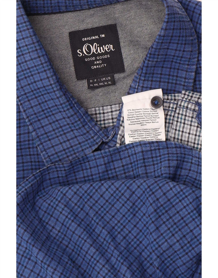 Camicia da uomo S.Oliver XL in cotone a quadri blu