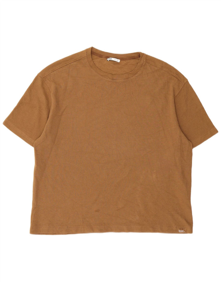 T-shirt Zara da uomo Top grande in cotone beige