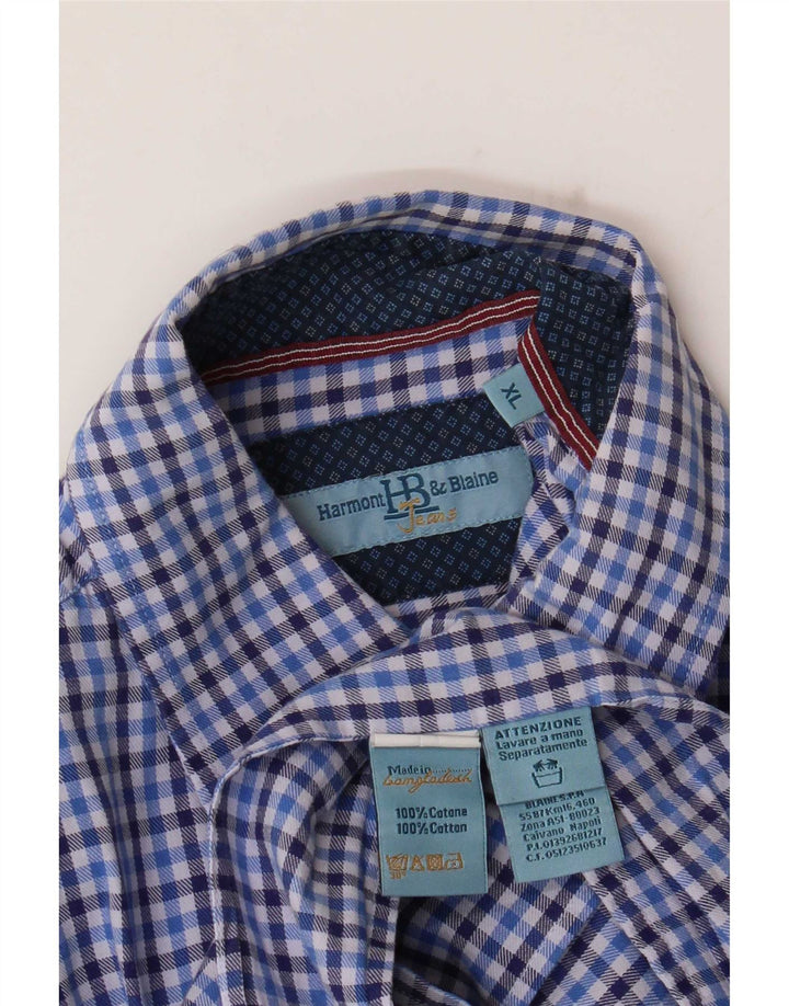 Camicia da uomo Harmont & Blaine XL in cotone a quadretti blu