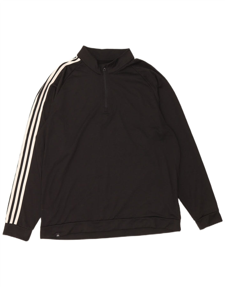 Felpa Adidas da uomo con zip sul collo, maglione XL, poliestere nero