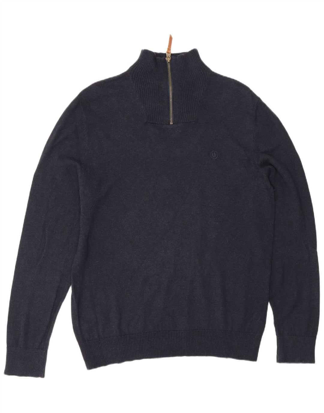 Maglione da uomo con collo con zip Fat Face, grande cotone blu navy