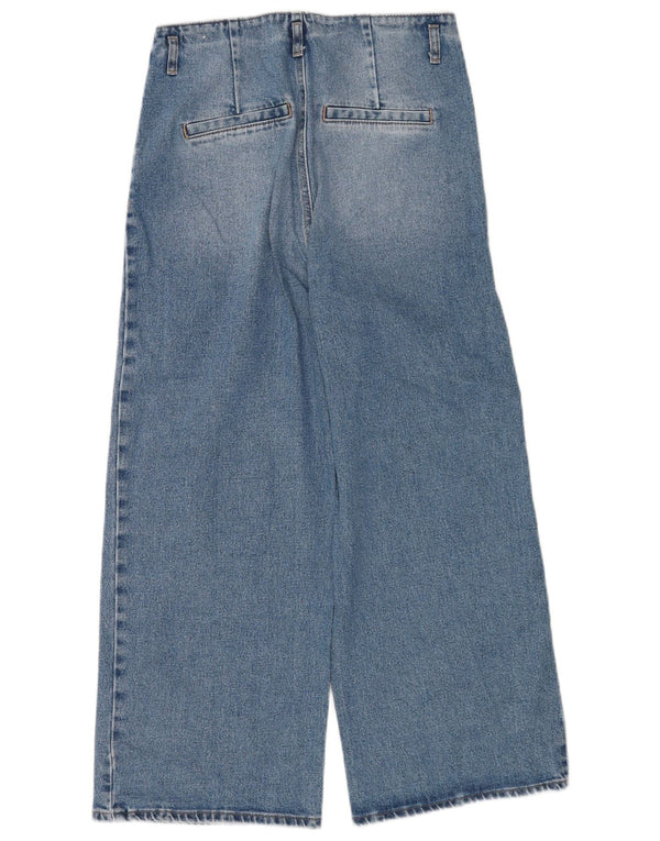 Jeans Zara da donna a vita alta a gamba larga EU 38 Small W28 L25 cotone blu