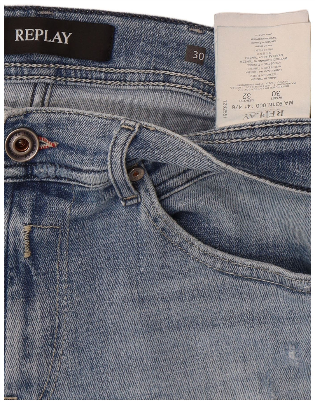Jeans ritagliati effetto consumato da donna Replay W30 L24 cotone blu