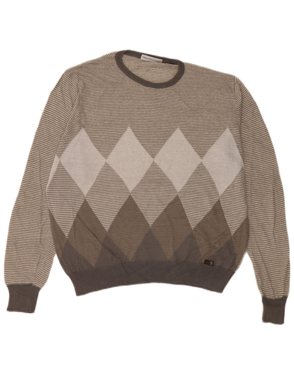 Maglione Maglione Girocollo Uomo Trussardi Grande Grigio Argyle/Diamante