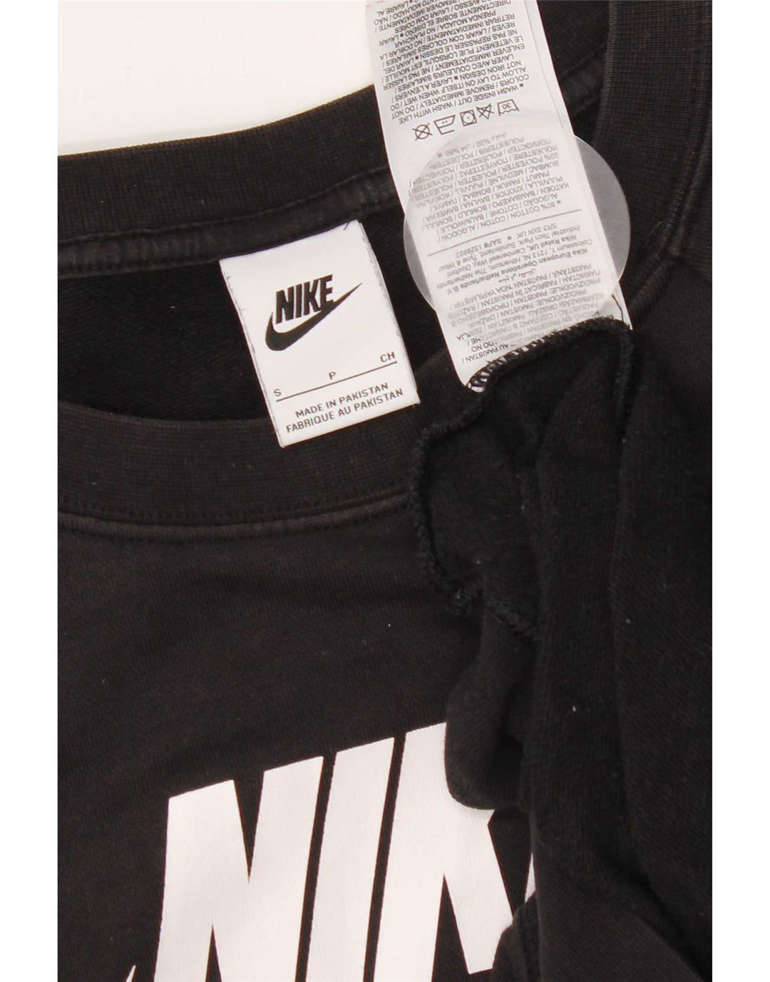 Felpa oversize con grafica Nike da donna, maglione UK 12, piccola, cotone nero