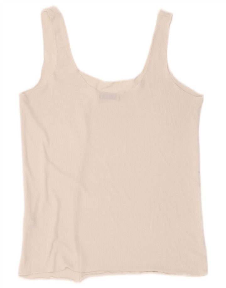 Canotta corta da donna Zara UK 14 grande poliestere bianco