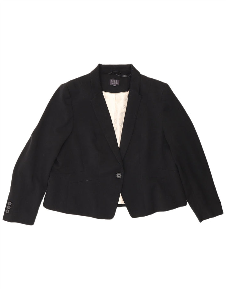 Giacca blazer a 1 bottone Marks & Spencer da donna UK 20 2XL poliestere nero