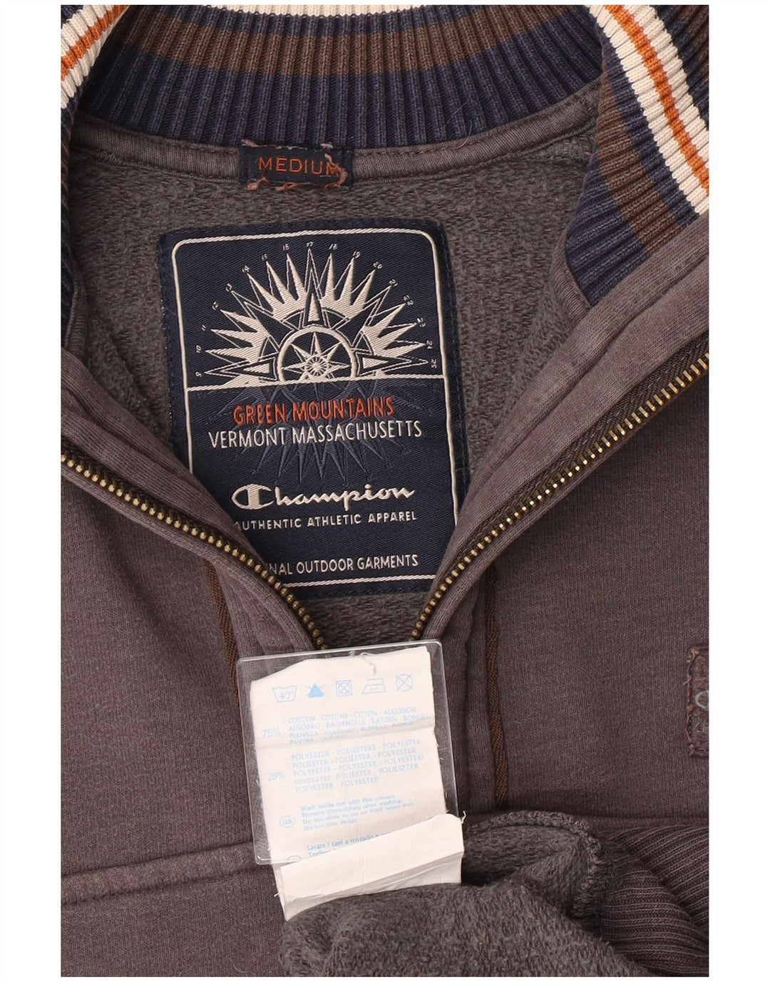 Felpa Champion da uomo con zip e collo, in cotone grigio medio