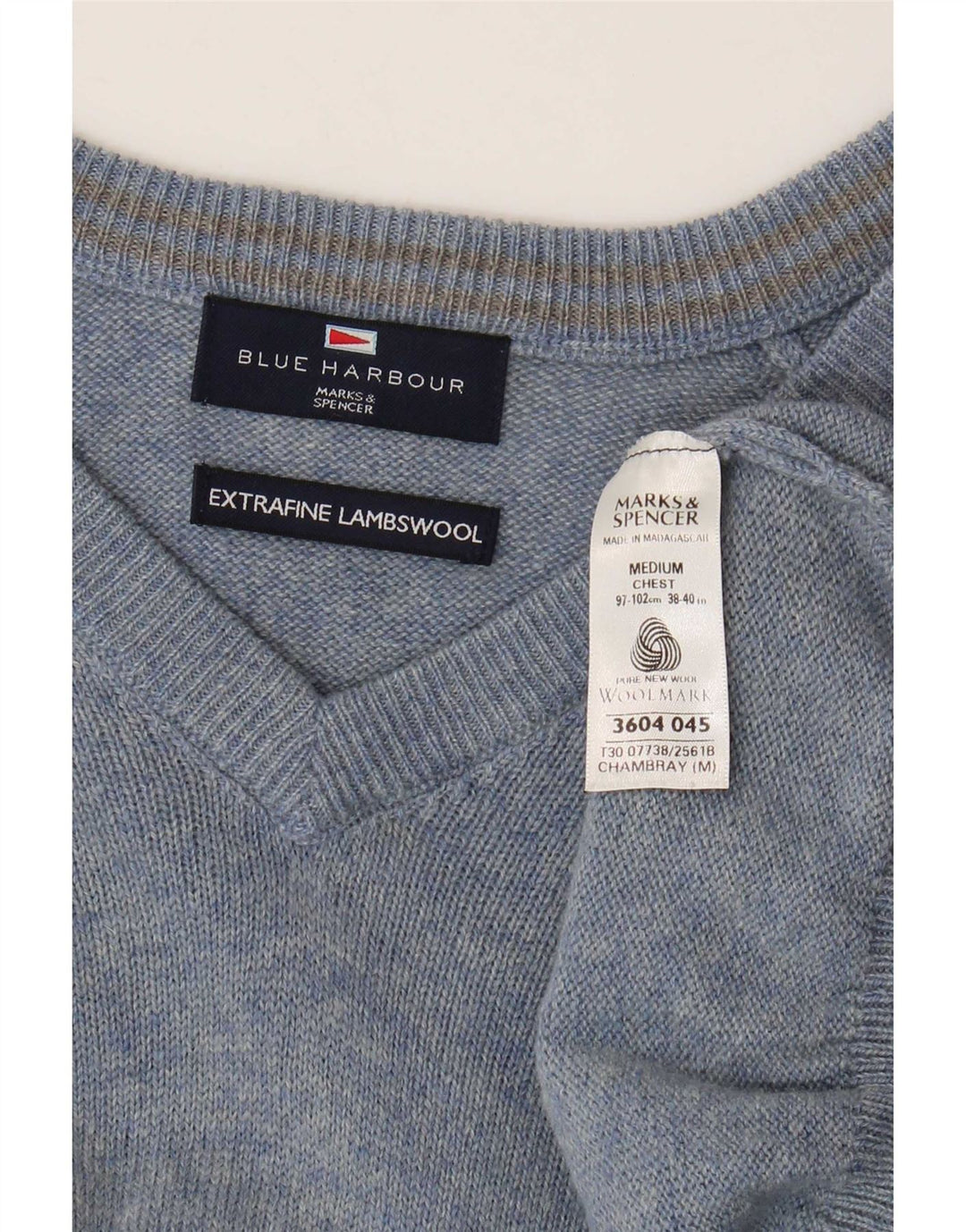 Maglione da uomo Marks & Spencer Blue Harbour con scollo a V Blu medio