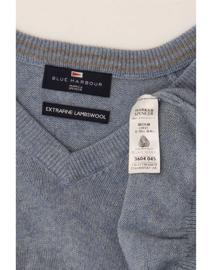 Maglione da uomo Marks & Spencer Blue Harbour con scollo a V Blu medio