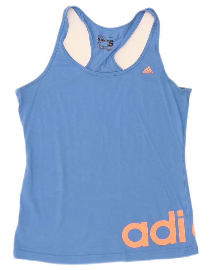 Canottiera grafica Adidas Climalite da donna UK 12/14 Blu medio