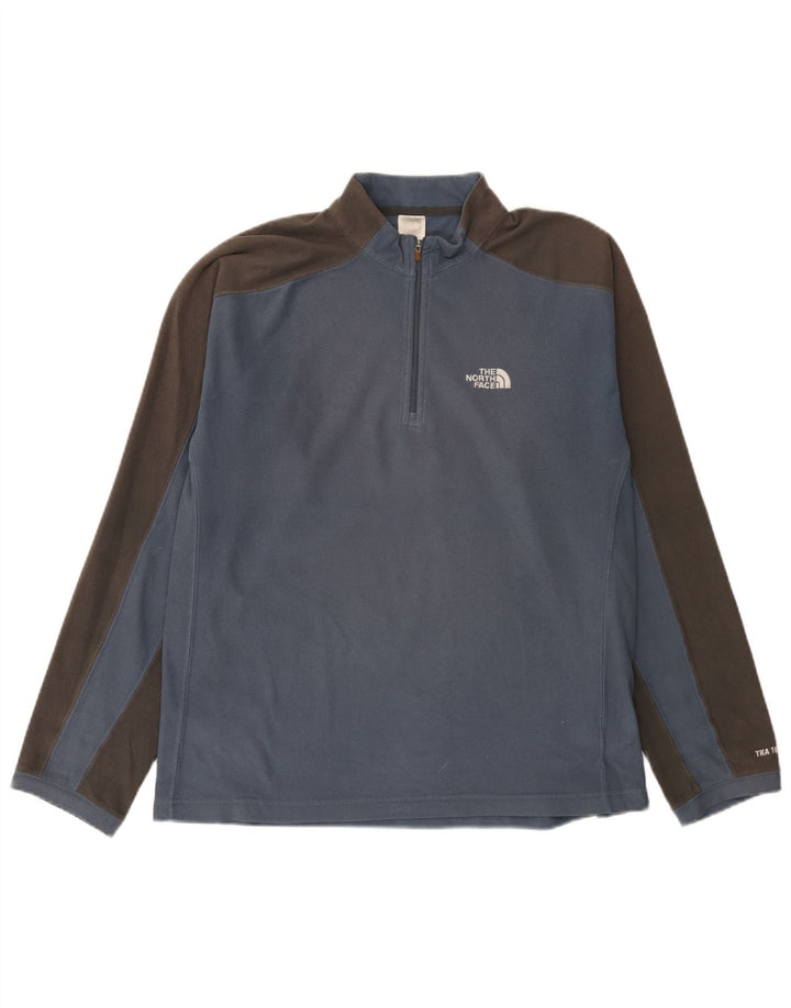 Maglione in pile da uomo The North Face con zip e collo color block blu medio
