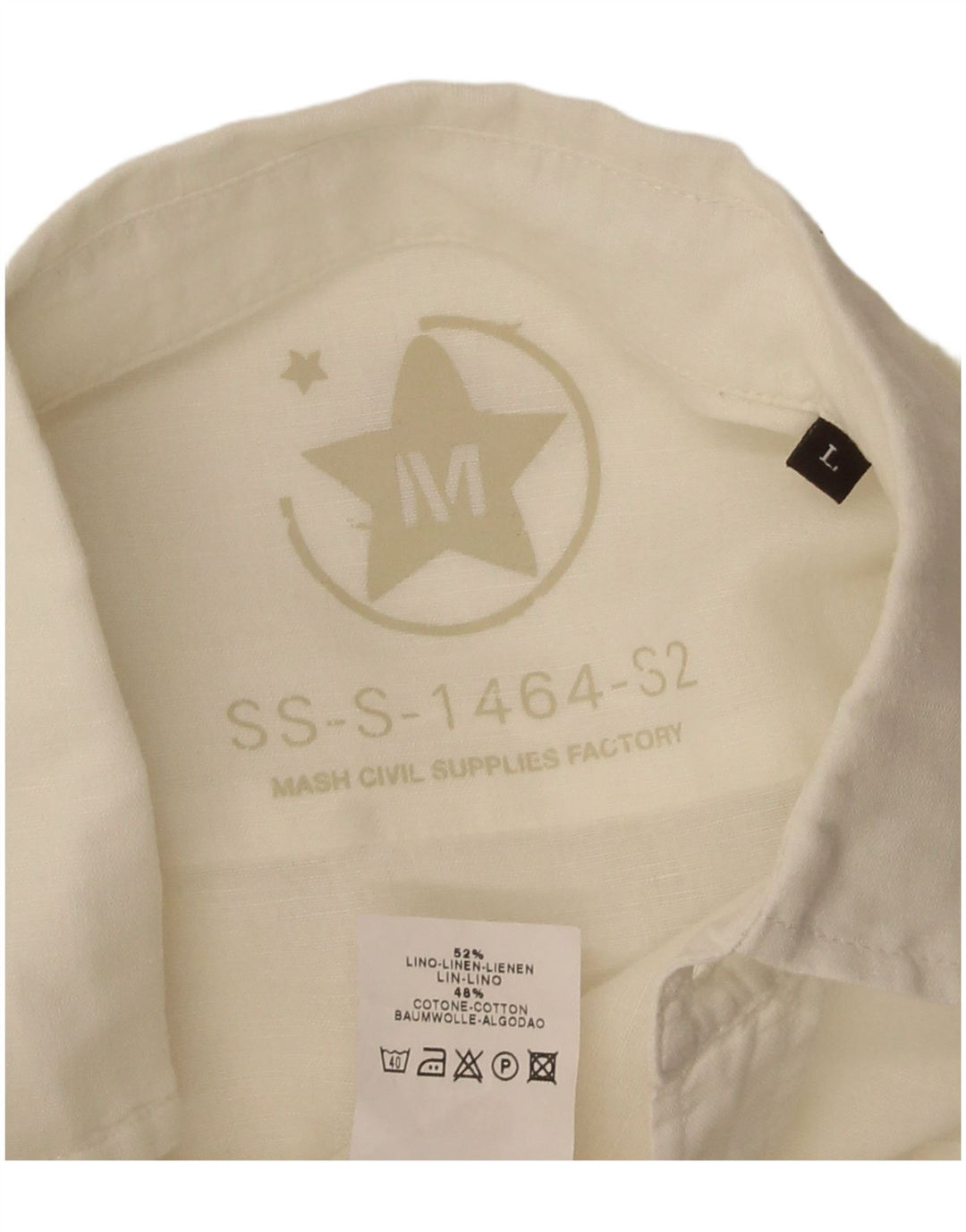 Camicia a maniche corte da uomo Mash grande in lino bianco sporco