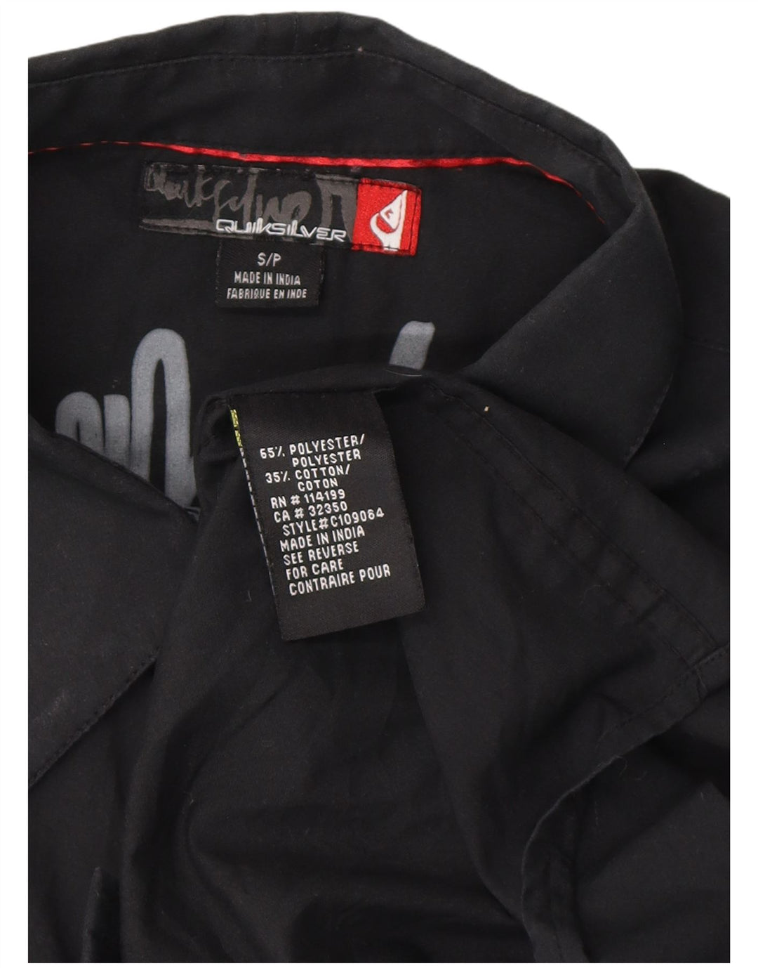 Camicia grafica da uomo Quiksilver piccola in poliestere nero