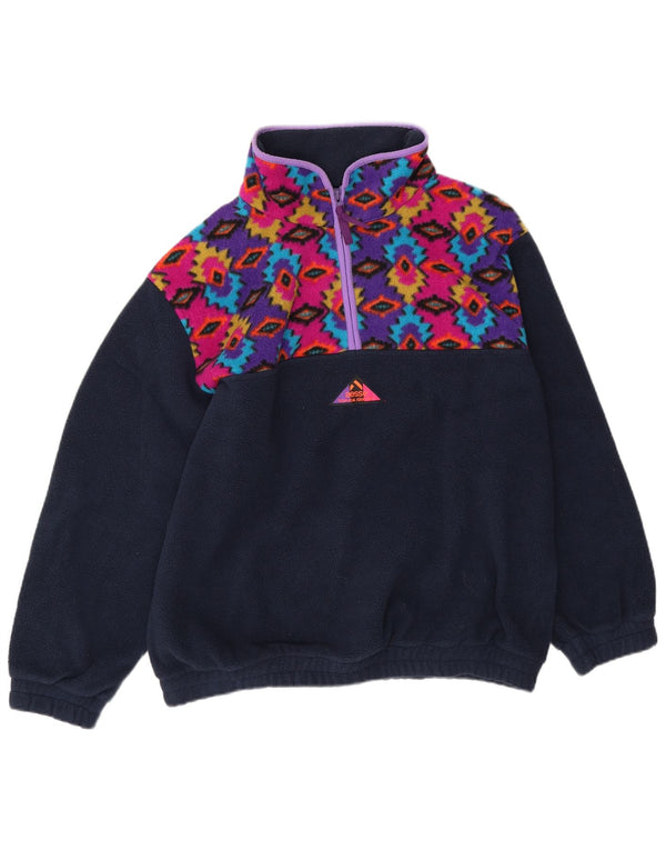 Maglione in pile da uomo Aesse Polartec con zip e collo grande blu navy geometrico