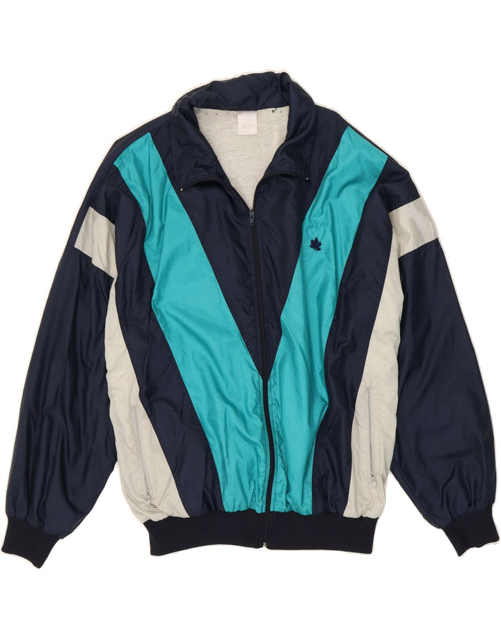 VINTAGE Mens Tracksuit Top Jacket XL Blue Colourblock Polyamide Vintage Vintage and Second-Hand Vintage from Messina Hembry 