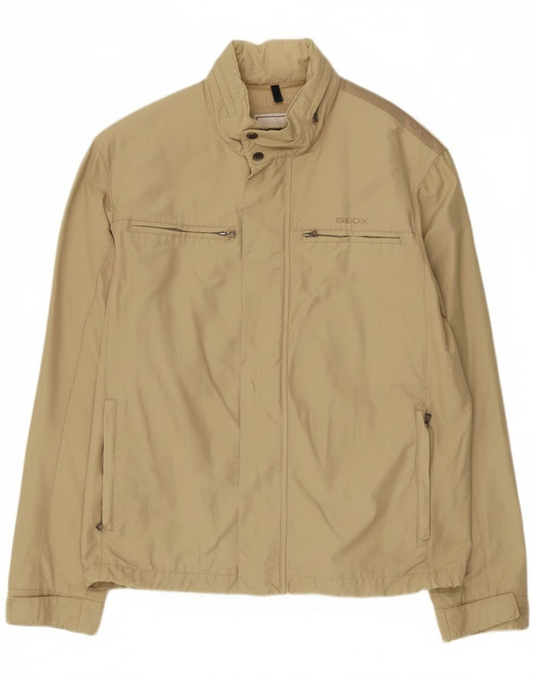 Geox Giacca antipioggia da uomo Respira con cappuccio UK 40 Large Beige Cotton
