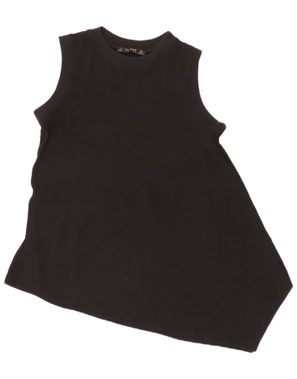 Top tunica asimmetrica senza maniche da donna Zara UK 10 piccolo nero