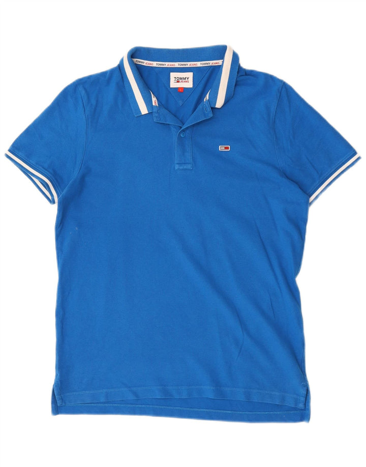 Polo da uomo Tommy Hilfiger grande in cotone blu