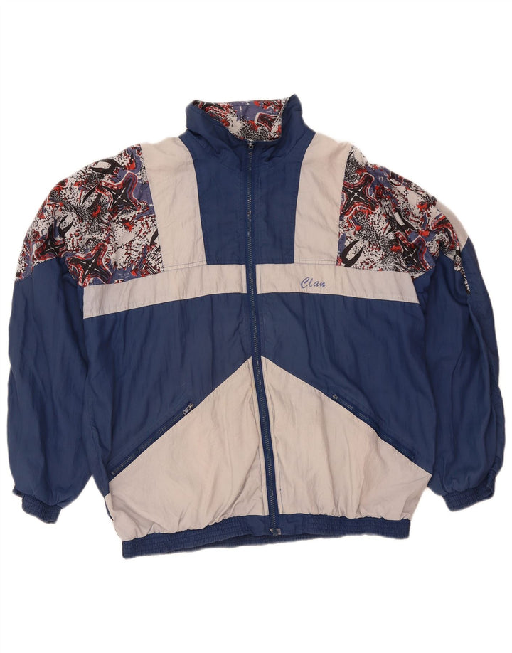 Giacca da ginnastica vintage da uomo XL color block blu navy