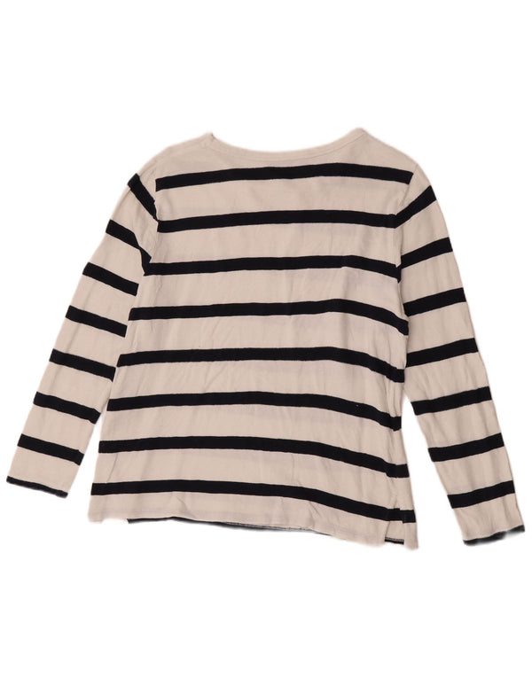 Marks & Spencer Top da donna a maniche lunghe UK 12 Cotone a righe bianche medie