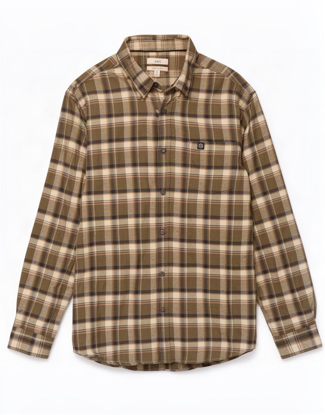 Camicia in flanella da uomo Marks & Spencer 2XL cotone a quadri verde