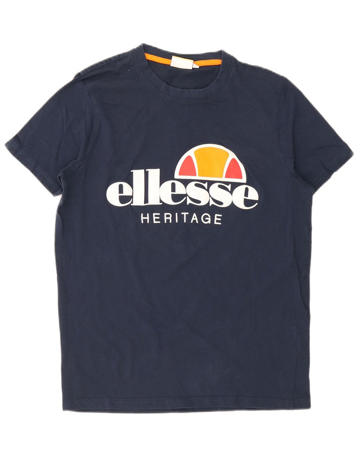 T-shirt grafica da uomo Ellesse Top in cotone blu navy medio