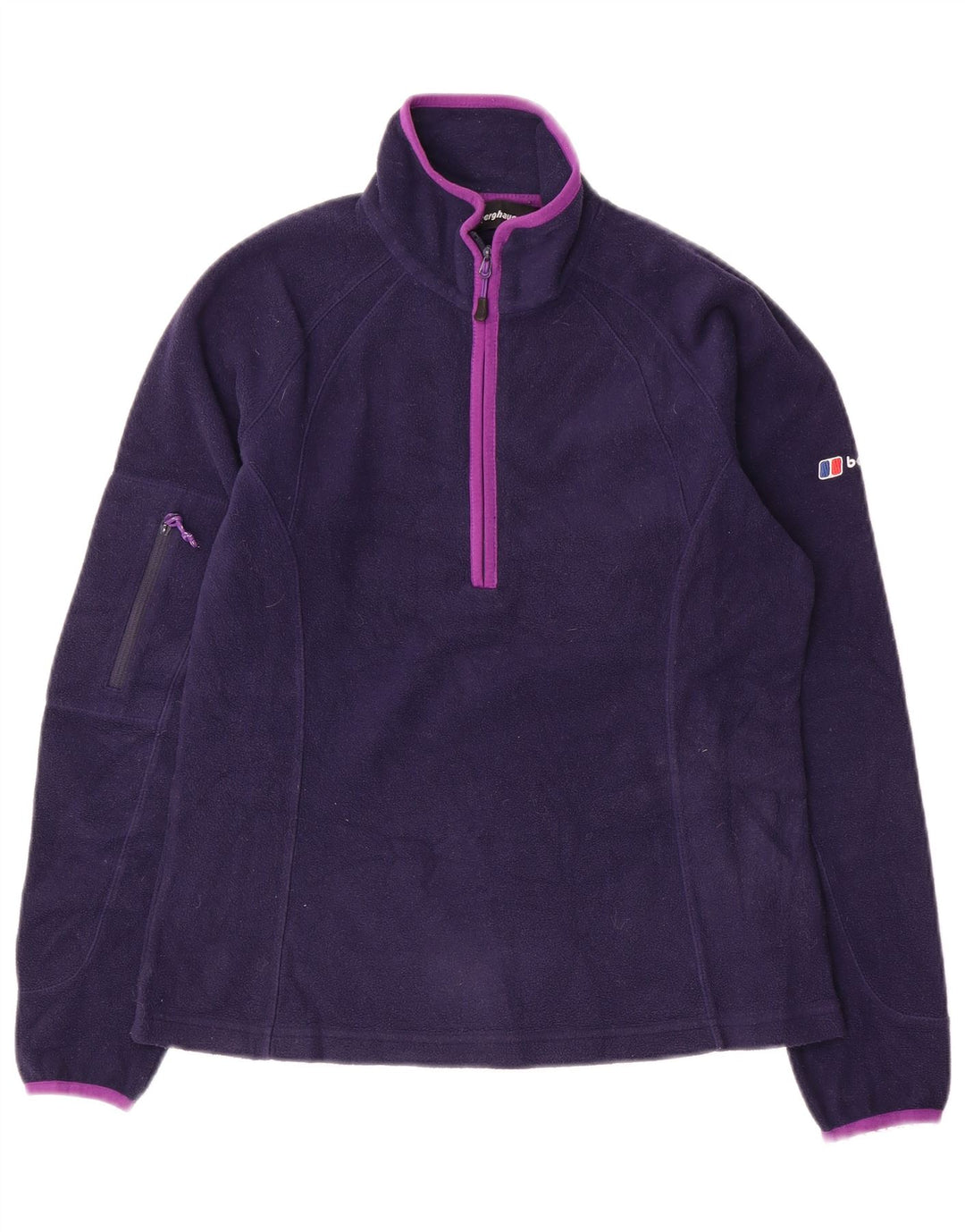 Maglione in pile da donna Berghaus con zip e collo UK 10 piccolo poliestere viola