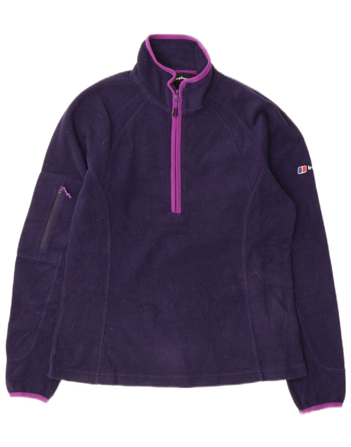 Maglione in pile da donna Berghaus con zip e collo UK 10 piccolo poliestere viola
