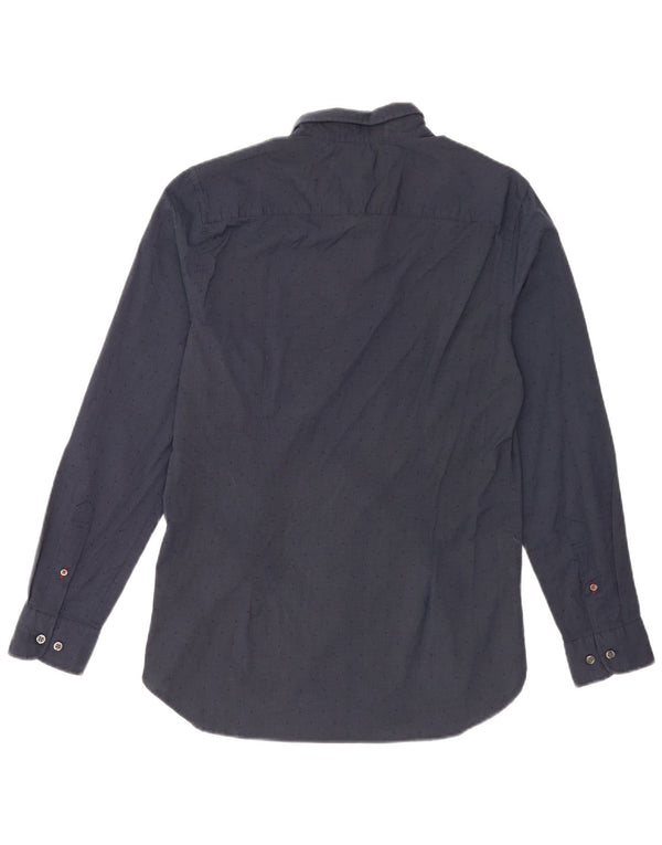 Tommy Hilfiger Mens Slim Fit Shirt Medium Navy Blue Spotted Cotton
