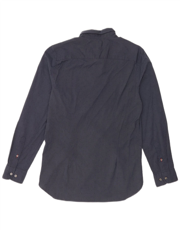Camicia slim fit da uomo Tommy Hilfiger in cotone maculato blu navy medio