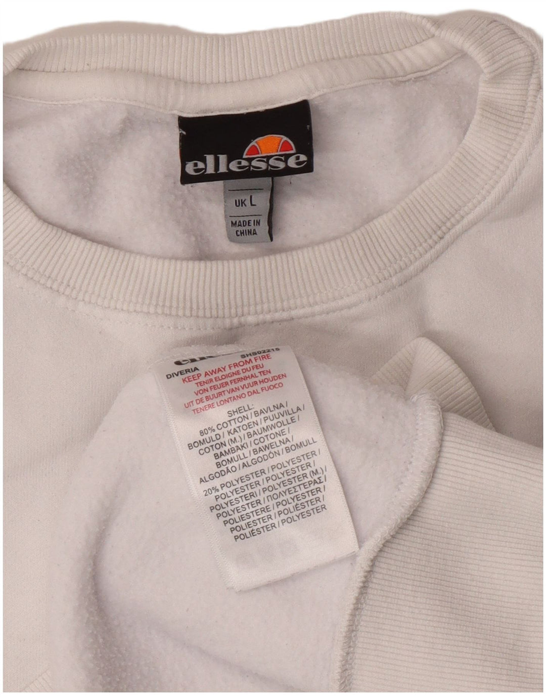 ELLESSE Felpa da Uomo Maglione Grande Cotone Bianco