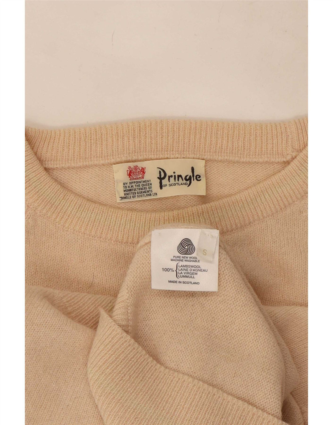 Maglione da uomo Pringle vestibilità ampia girocollo maglione piccolo in lana beige