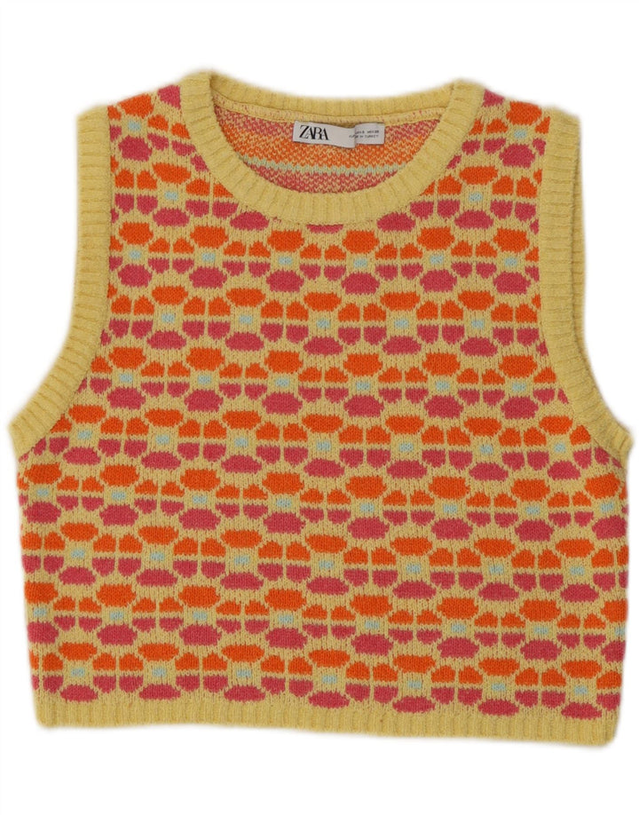 Canotta corta da donna Zara UK 10 piccola multicolore geometrica