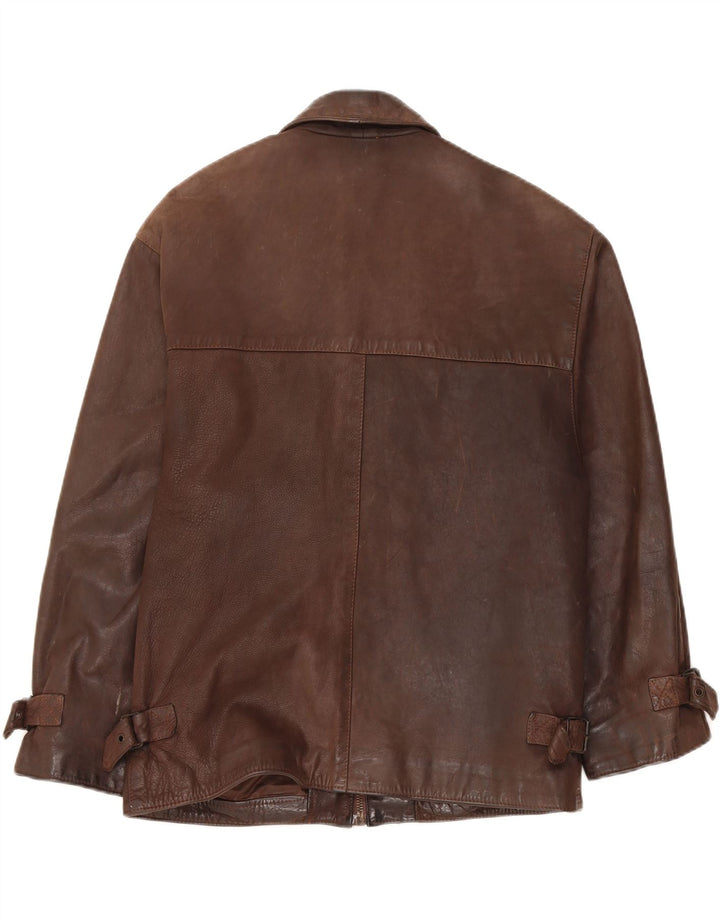 Giacca in pelle vintage da uomo UK 36 piccola marrone