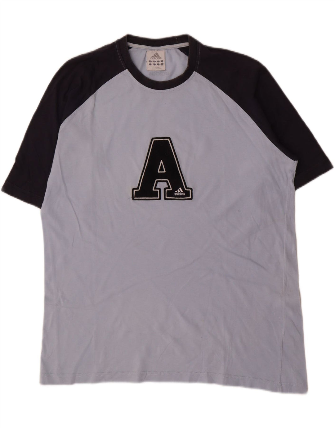 T-shirt grafica da uomo Adidas Top in cotone color block blu medio