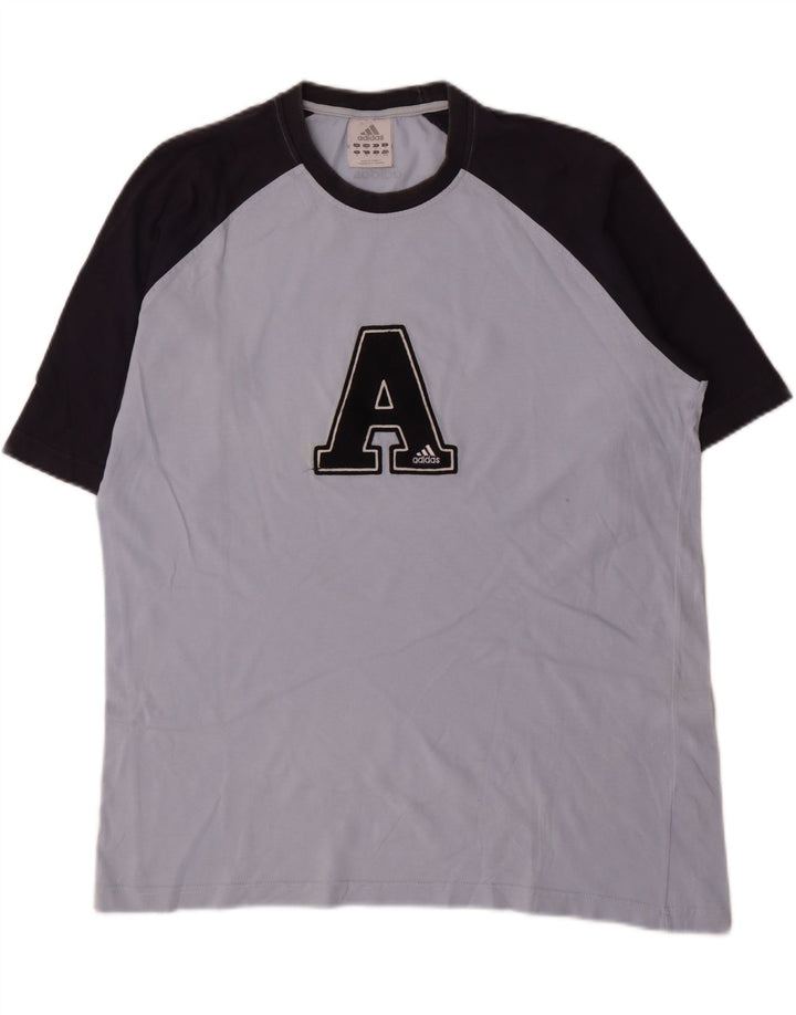 T-shirt grafica da uomo Adidas Top in cotone color block blu medio