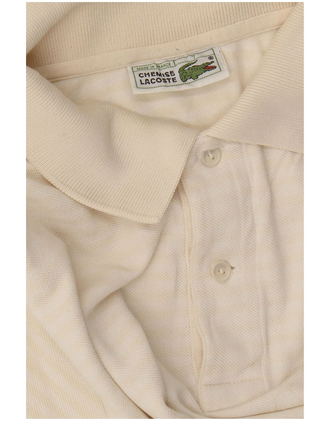 Polo da uomo LACOSTE taglia 7 2XL cotone a righe bianco sporco