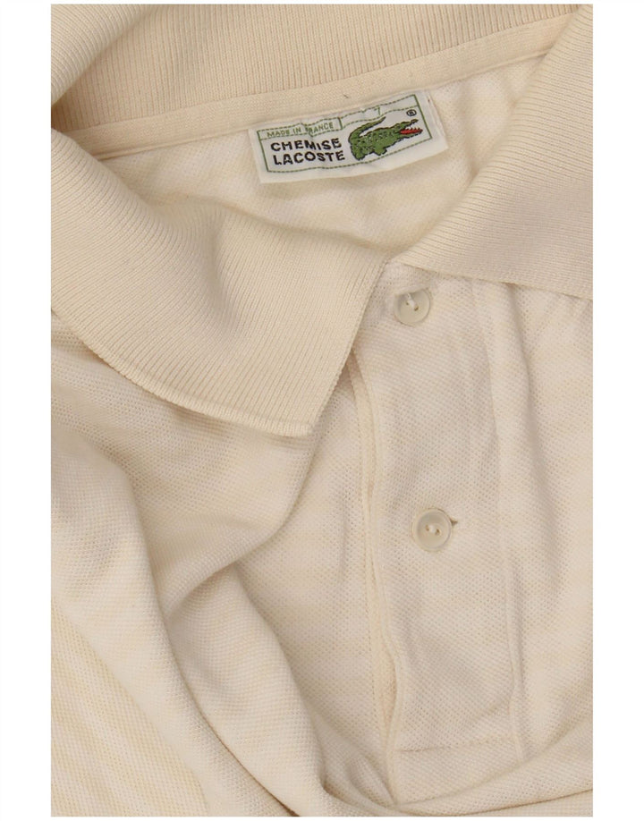 Polo da uomo LACOSTE taglia 7 2XL cotone a righe bianco sporco