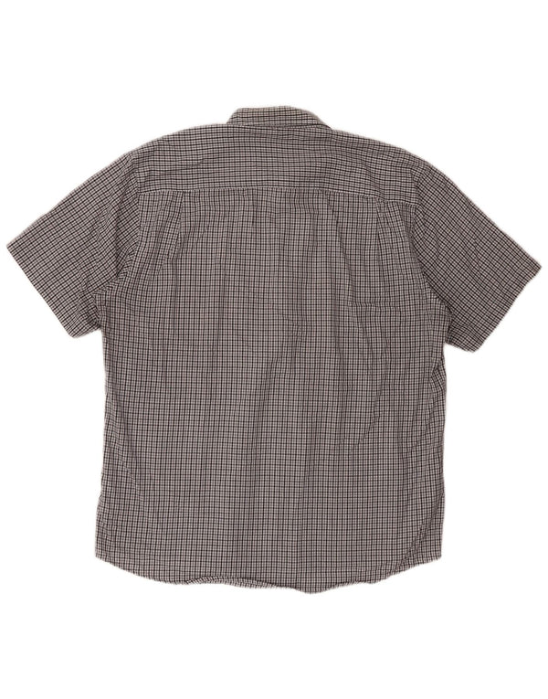 PIERRE CARDIN Camicia a maniche corte vestibilità regolare da uomo 2XL Poliestere a quadri grigio