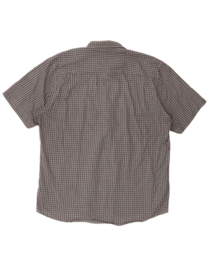 PIERRE CARDIN Camicia a maniche corte vestibilità regolare da uomo 2XL Poliestere a quadri grigio