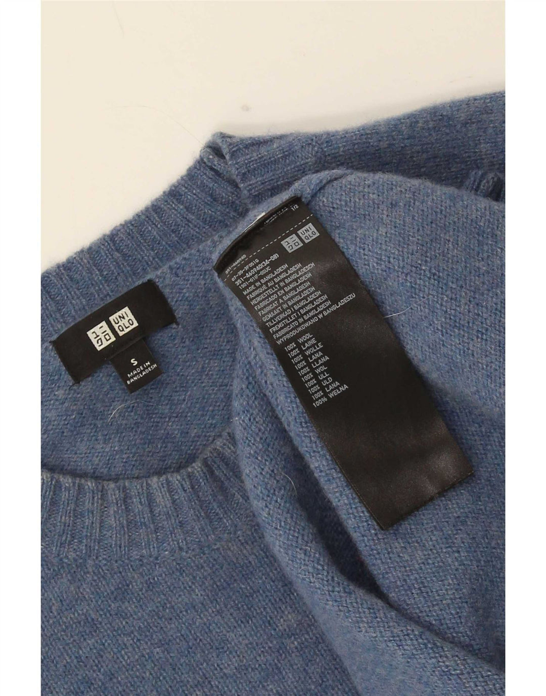 Maglione girocollo da uomo Uniqlo piccolo in lana blu