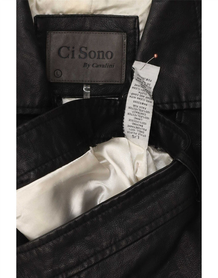 Giacca da motociclista da donna in ecopelle Cavalini UK 16 Large in polietilene nero