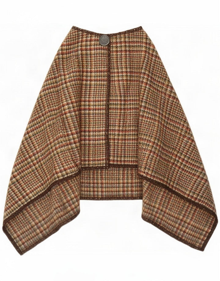Poncho da donna vintage Taglia unica Marrone pied de poule