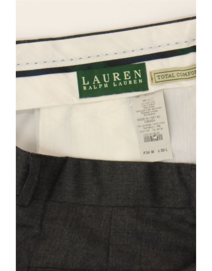 RALPH LAUREN Mens Comfort Fit Pegged Suit Trousers W34 L27 Grey Wool Vintage Ralph Lauren and Second-Hand Ralph Lauren from Messina Hembry 