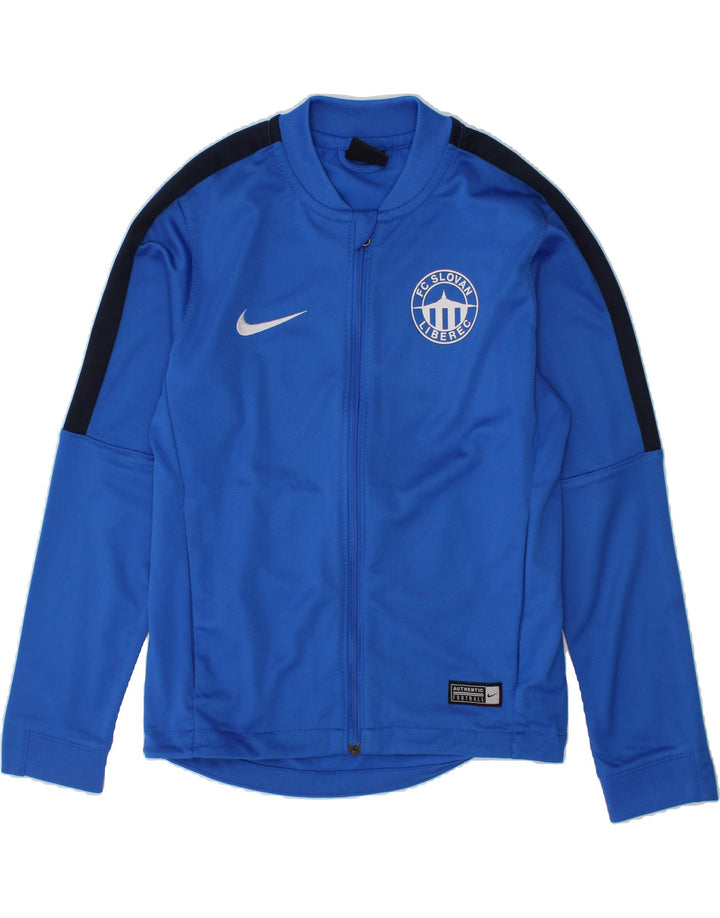 NIKE Boys Dri Fit Graphic Tracksuit Top Jacket 8-9 Years Small Blue Vintage Nike and Second-Hand Nike from Messina Hembry 